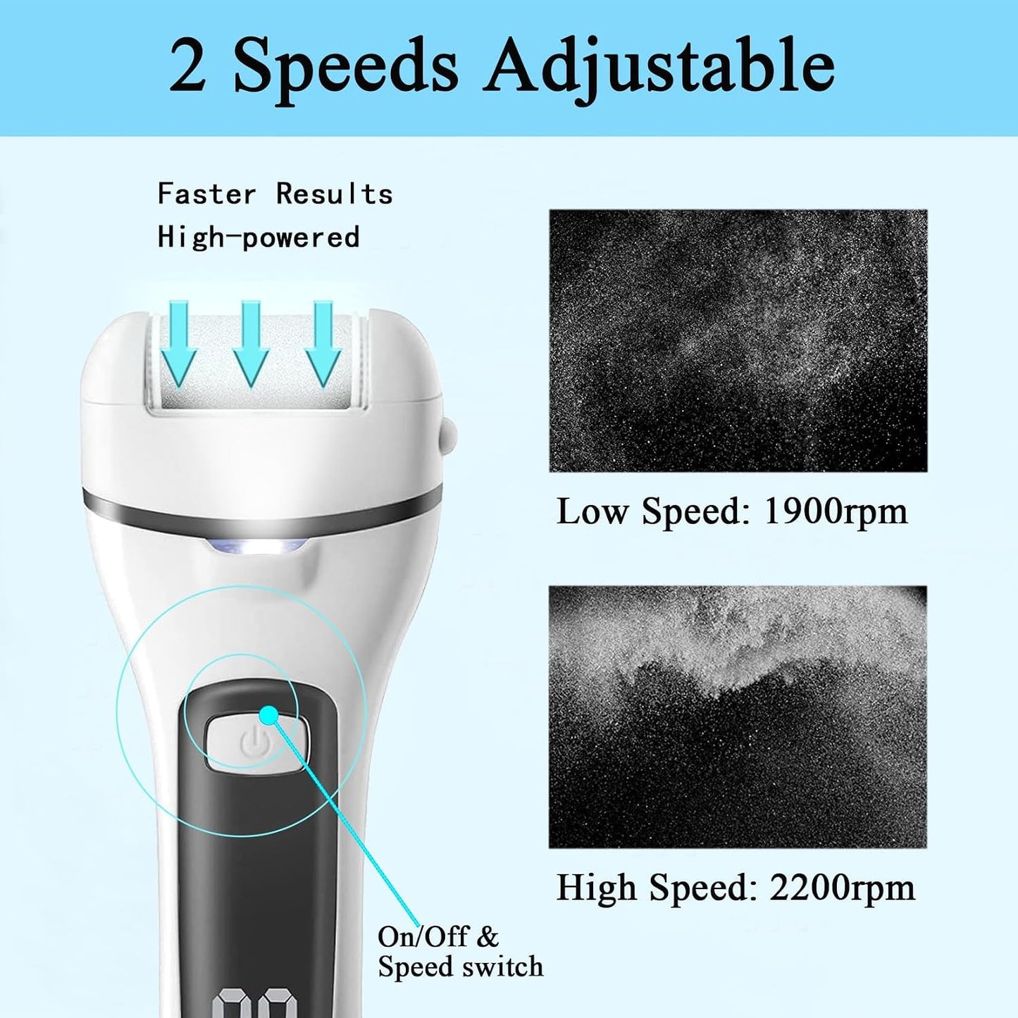 Callus Remover for Feet Electric Foot File, 13-in-1 Professional Pedicure Tools Foot Care Kit, Foot Scrubber Pedi for Hard Cracked Dry Dead Skin, 3 Rollers, 2 Speed, Battery Display (Black2)