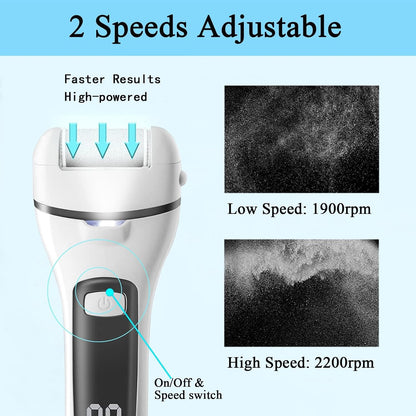 Callus Remover for Feet Electric Foot File, 13-in-1 Professional Pedicure Tools Foot Care Kit, Foot Scrubber Pedi for Hard Cracked Dry Dead Skin, 3 Rollers, 2 Speed, Battery Display (Black2)