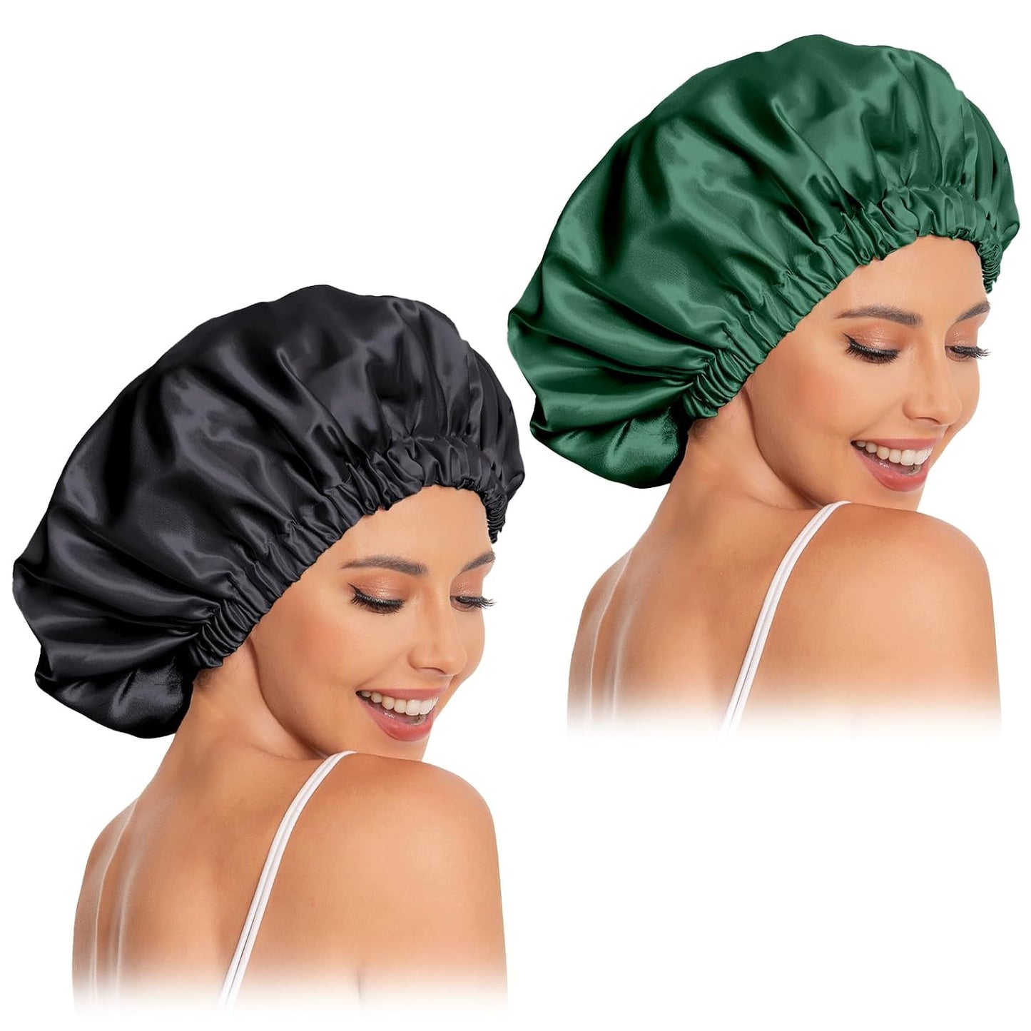Satin Bonnet Silk Bonnet Hair Bonnet for Sleeping-Slouchy Beanie Hat Satin Sleep Cap for Women's Natural & Curly Hair(Blue Zircon)