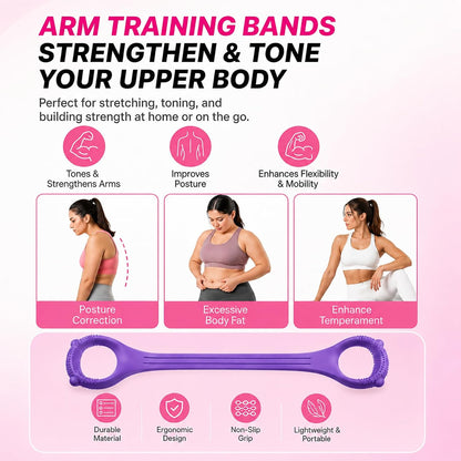 Purple Shoulder Back Stretching Band Silicone Pull Exerciser Flexible Resistance Strap for Fitness Training Home Gym Workout