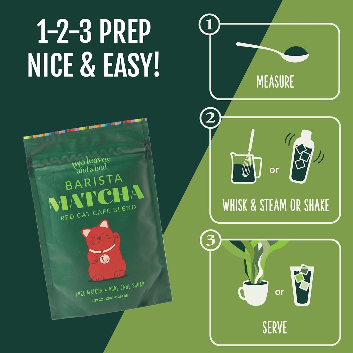Two Leaves and a Bud Barista Matcha Sweetened Latte Blend, 120g (Pack of 2)