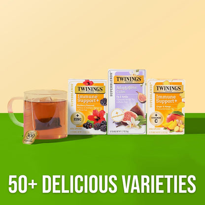 Twinings Superblends Sleep+ Herbal Tea with 1mg Melatonin Camomile, Cinnamon & Vanilla, Naturally Caffeine-Free, 16 Tea Bags (Pack of 1), Enjoy Hot or Iced