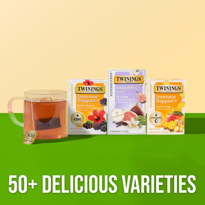 Twinings Peppermint with Probiotics Herbal Tea, 18 Count (Pack of 6), Supports Healthy Digestion, Naturally Caffeine-Free, Enjoy Hot or Iced, 108 Teabags