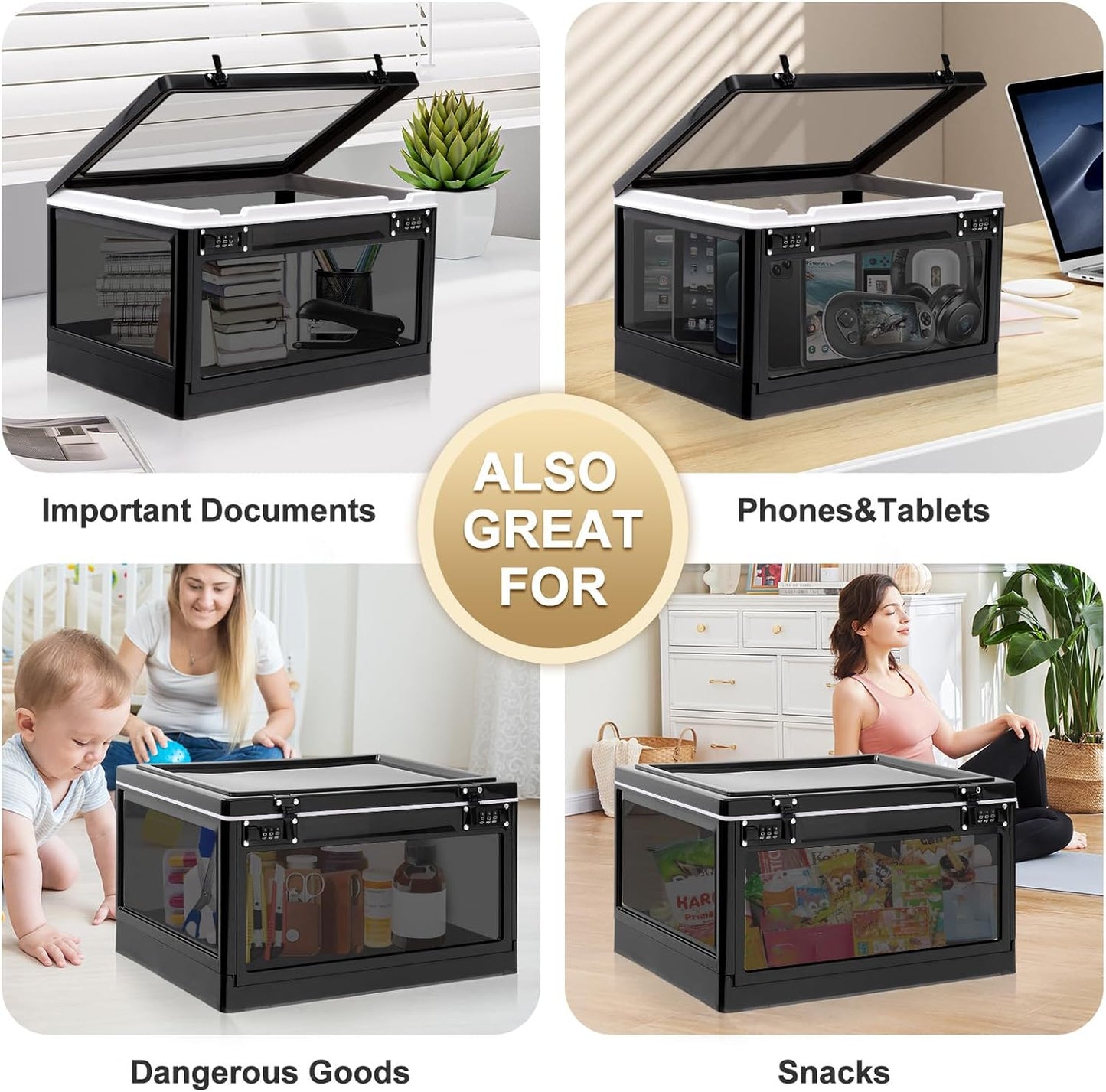 Lalifebuss Large Lock Box for Personal Items, 24 Litre Combination Lockable Storage Box for Office Locker/School/Medicine/Snacks/Phone Jail/Electronic/Home