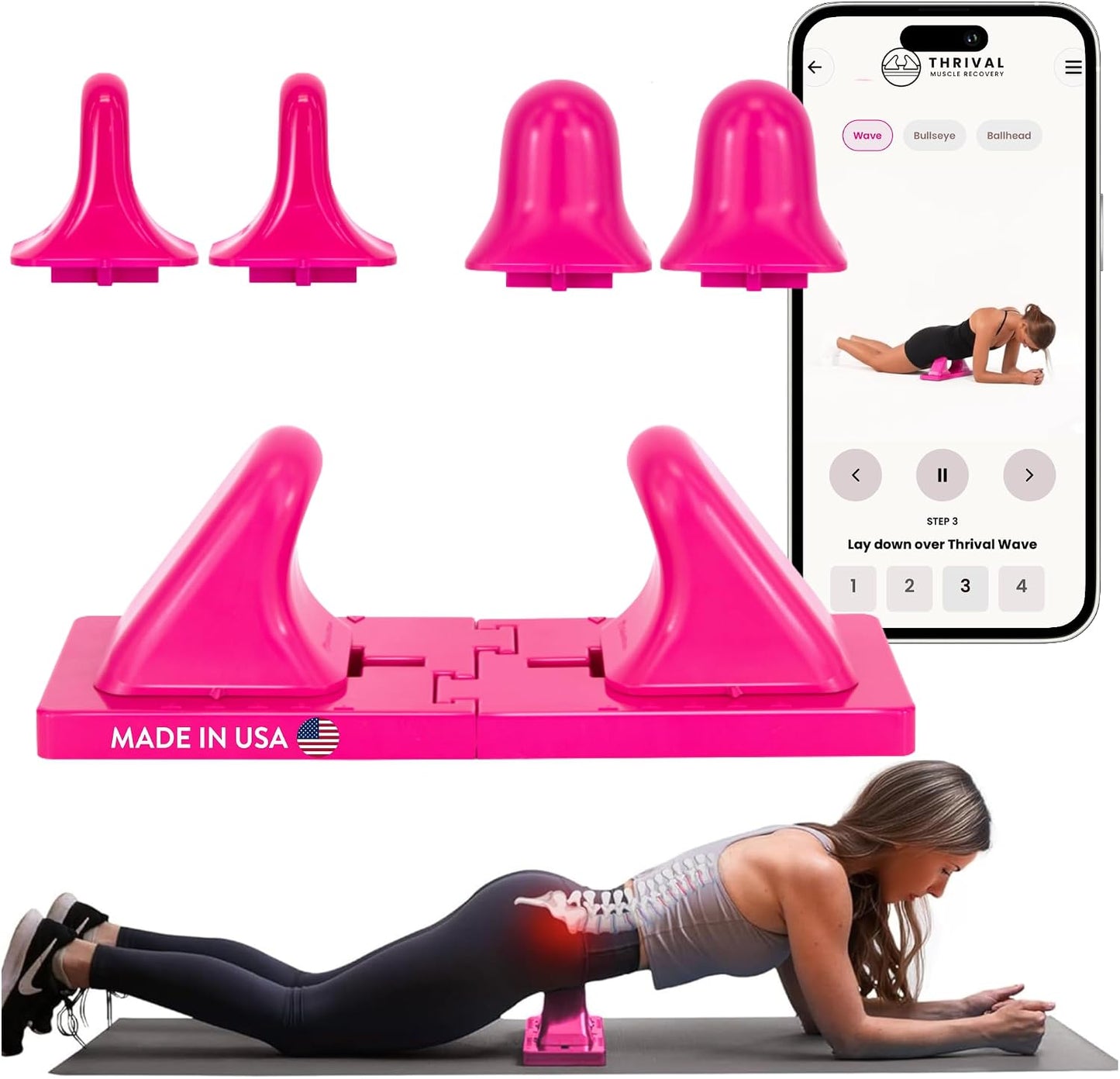 Thrival Arch Back Stretcher - Psoas Muscle Release Tool App for Hip Flexor, Back, Glute, Iliacus, and Neck - Spine Decompressor, Trigger Point, and Myofascial Release – Carbon Black