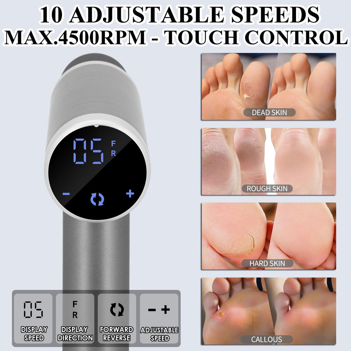 Upgraded Electric Foot Callus Remover for Feet 4500rpm