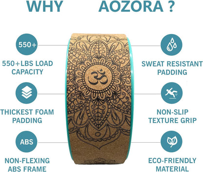 Aozora Yoga Wheel 13" with Most Detailed Book Step by Step Guide on How to Do 30+ Poses! Perfect for Stretching and Improving Backbends