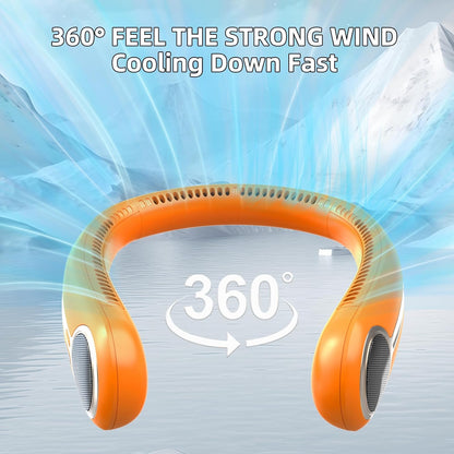 Portable Neck Fan, Personal Wearable Bladeless Fan, 6000mAh USB Rechargeable, 360° Airflow, LED Display, 4-Speeds, Hands Free Fan for Outdoor Indoor, Birthday Gifts for Men Women Dad Mom (Black)