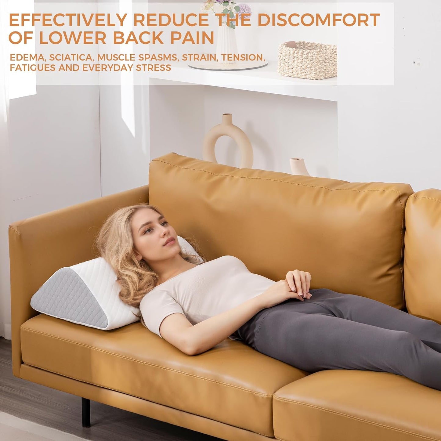 Knee Wedge Pillow for Post-Surgery Recovery-Leg Elevation Support for Sleep Position, Alleviating Lower Back & Hip Pain Enhancing Circulation in Ankles Legs Triangle Pillow with Removable Cover