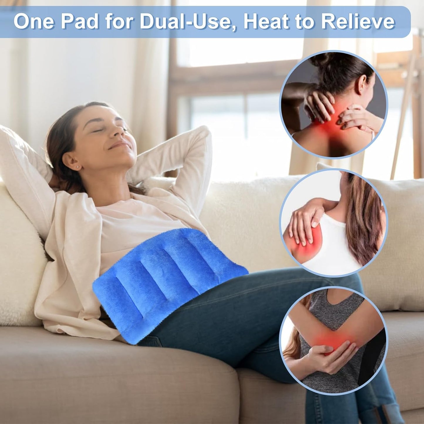 SuzziPad Microwavable Heating Pads for Neck and Shoulder Back Discomfort, 7x16 Fatigue Soothing Heated Pad Microwave, Moist Hot Packs, Unscented Heat Pack for Aches, Sore Muscle, Gray