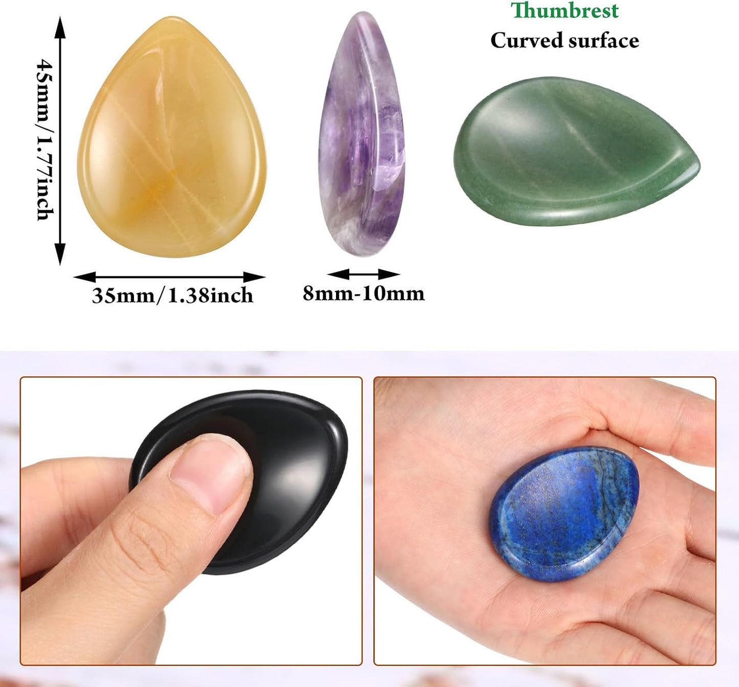 BBTO 12-Piece Worry Stones - Black Obsidian Crystal Thumb Stones for Stress Relief Meditation