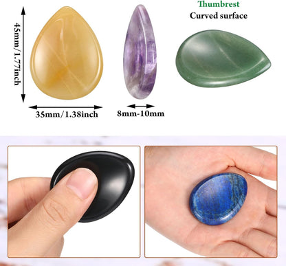 BBTO 12-Piece Worry Stones - Black Obsidian Crystal Thumb Stones for Stress Relief Meditation
