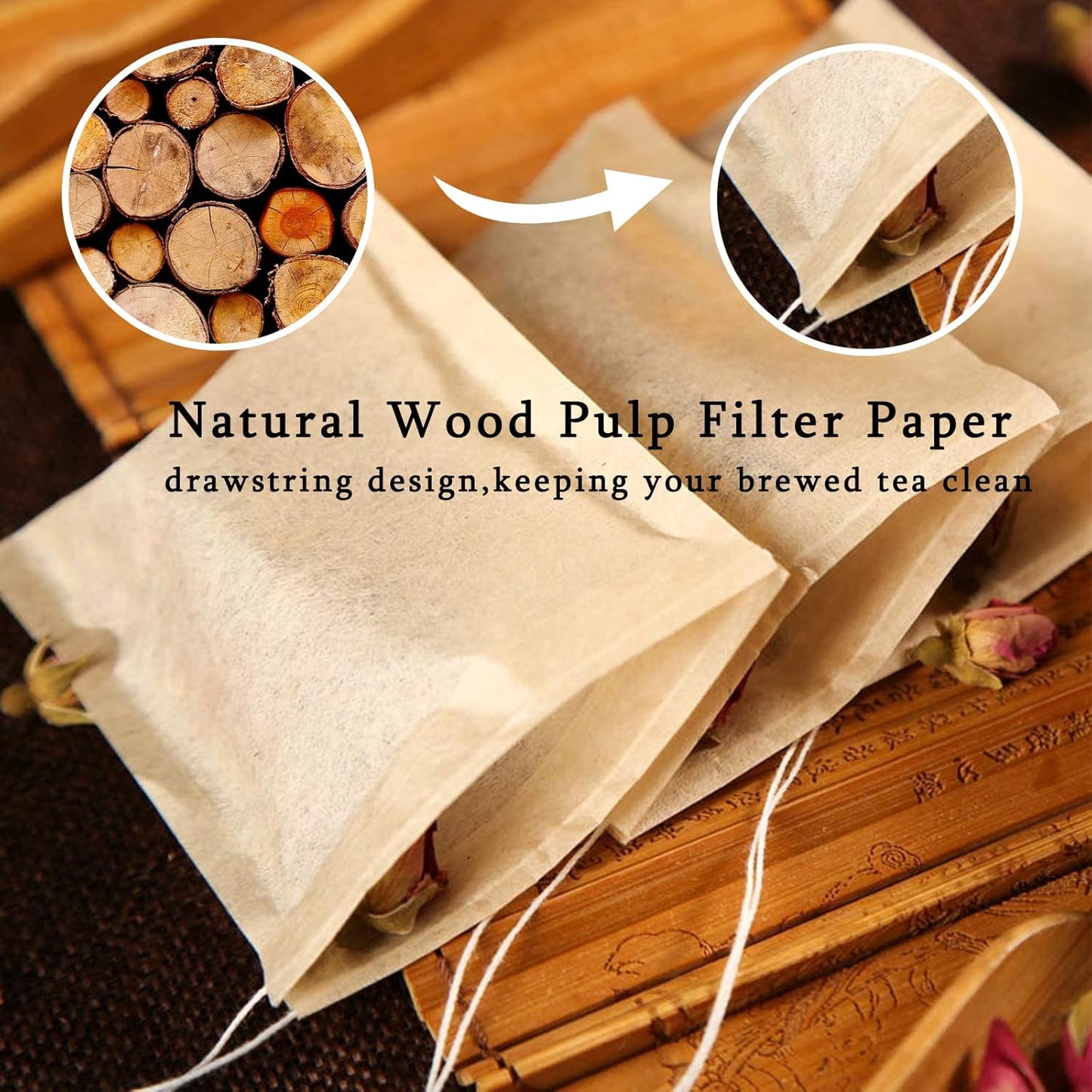 NEPAK 600 Pcs Disposable Tea Bags with Drawstring,Tea Filter Bags,Empty Tea Bags for Loose Leaf Tea(2.36 x 3.15 inch)