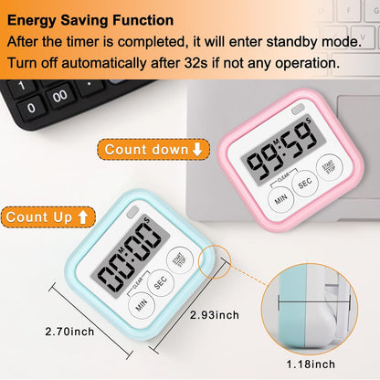 Timer, Kitchen Timers for Cooking Classroom Timer for Kids Teachers Magnetic Digital Timers 2 Pack, Black