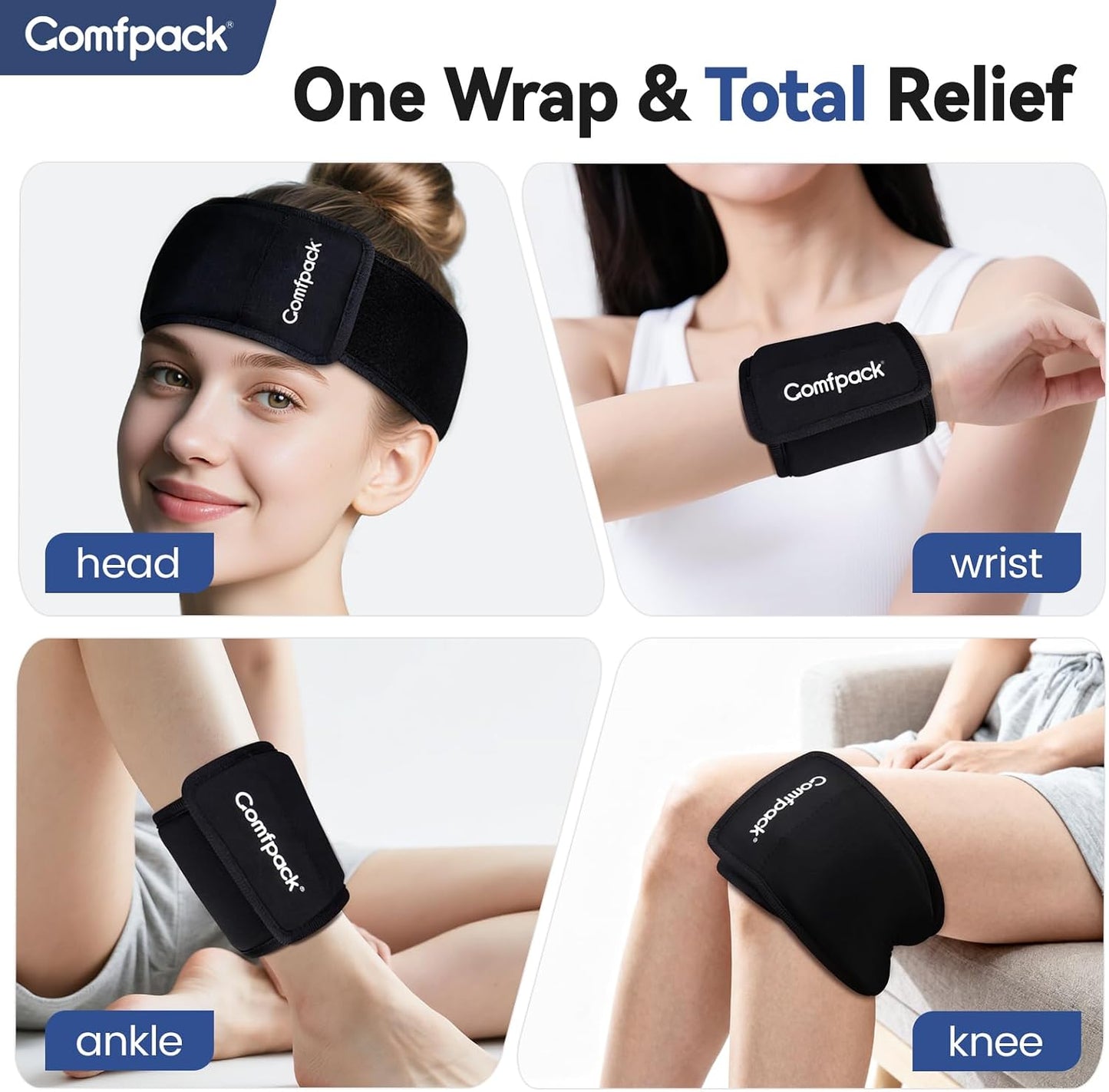 Comfpack Neck Ice Pack Wrap, Cervical Ice Pack, Flexible Gel Ice Pack for Neck, Hot & Cold Compress Ice Pack for Injuries, Sore Neck, Tonsillectomy, Thyroidectomy, Surgery Recovery, Office Pressure