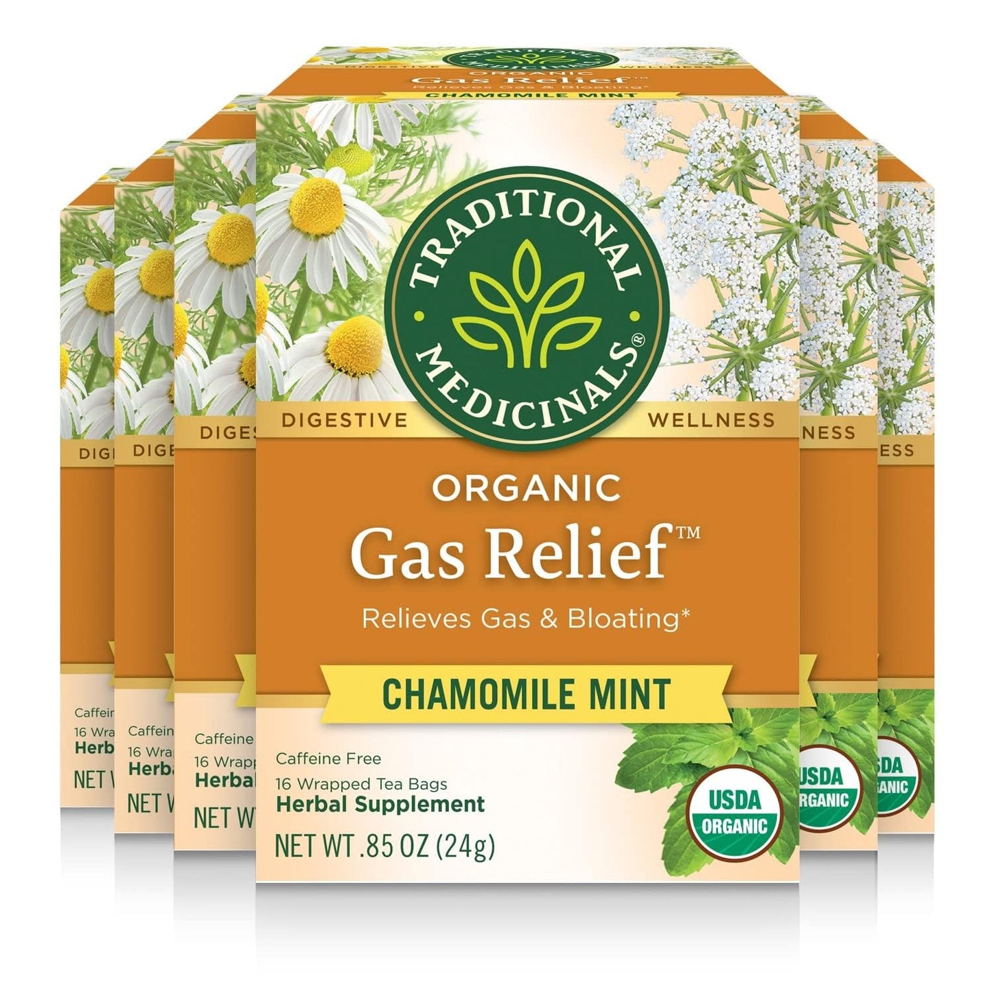 Traditional Medicinals Tea, Organic Peppermint, Soothes Your Belly, Refreshing & Minty, 96 Tea Bags (6 Pack)