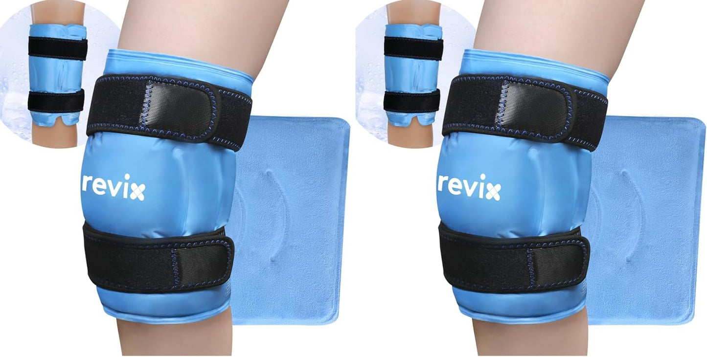 REVIX 19" Extra Large Knee Ice Pack Wrap Around Entire Knee, Reusable Gel Cold Pack for Discomfort and Post-Workout Fatigue, Cold Compress, Enhance Comfort and Recovery