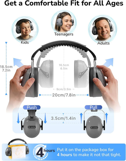 Dr.meter Ear Protection Ear Muffs, Noise Cancelling Headphones for Adults Kids 31dB Earmuffs for Noise Reduction, Hearing Protection for Shooting Gun Range, Mowing, Monster Jam, Sensory, Fireworks