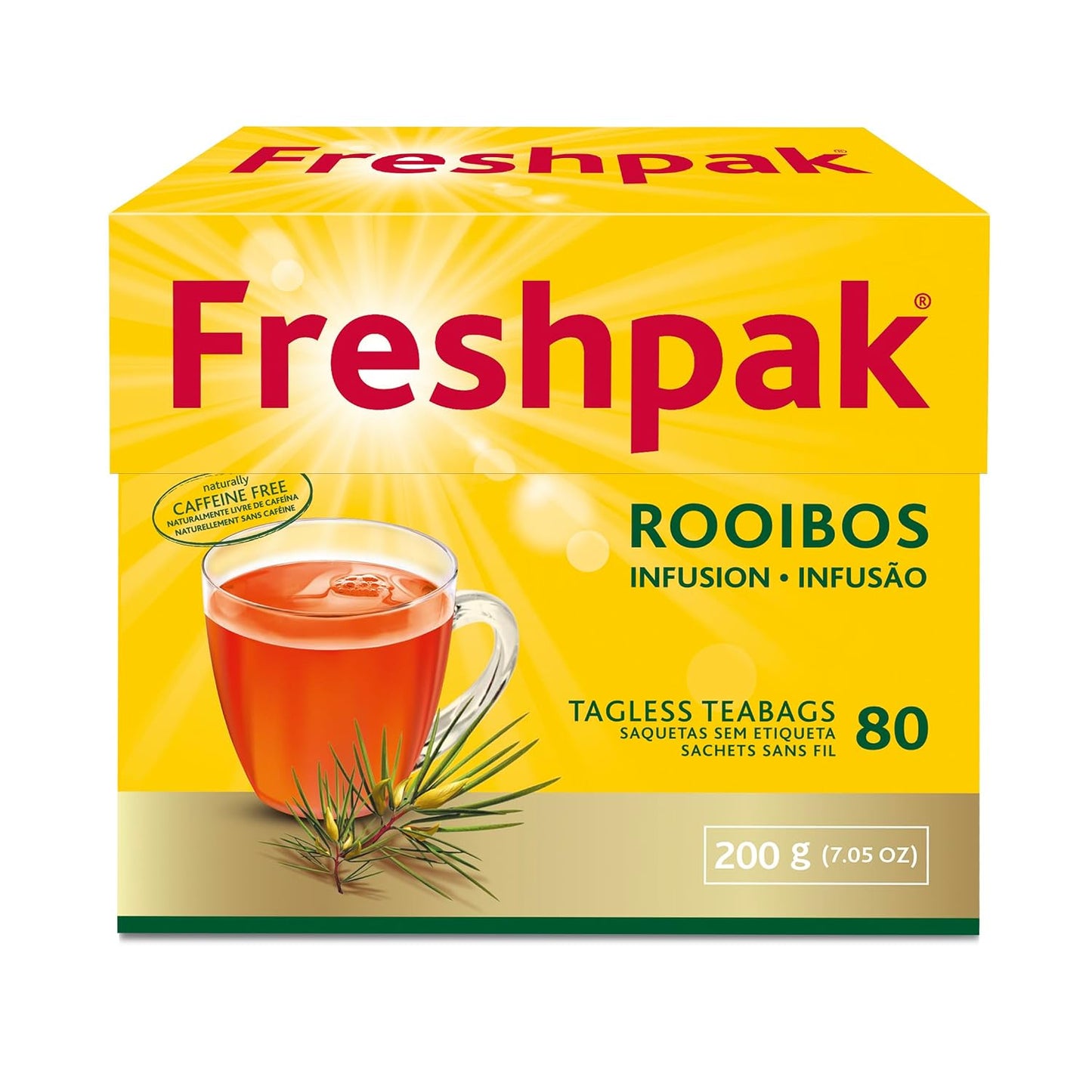 Freshpak Pure Rooibos Tea 80 Tagless Bags, Pure Premium Rooibos and No Rooibos Infusion, New Packaging (2 X Pack)
