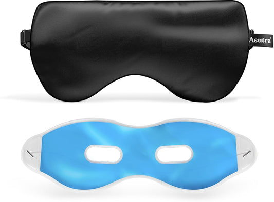 ASUTRA Silk Eye Pillow for Sleep, Black - Filled w/Lavender Buds (One Size)