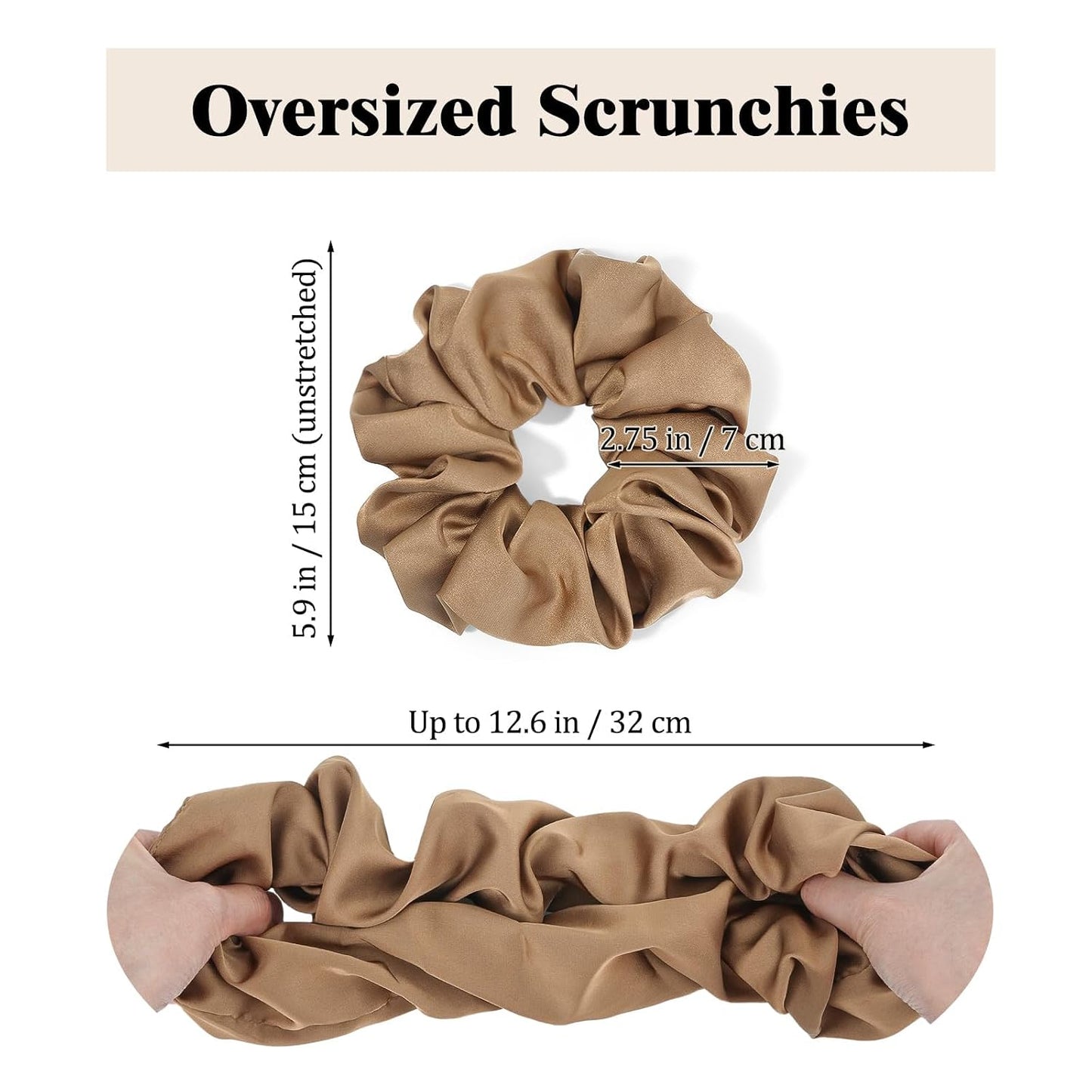 100% Mulberry Silk Scrunchies for Women, Oversized XL Hair Tie for Sleeping, Curly Thick or Thin Hair, No Damage Soft Silk Hair Accessory
