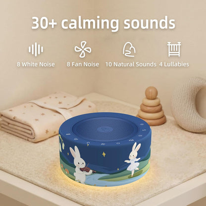 Kipcush White Noise Machine for Baby & Adults, 30 Soothing Sounds, Soft Non-Glare Nursery Lamp, 8 Color Night Lights, Memory Function (Angel V1 White, Standard)