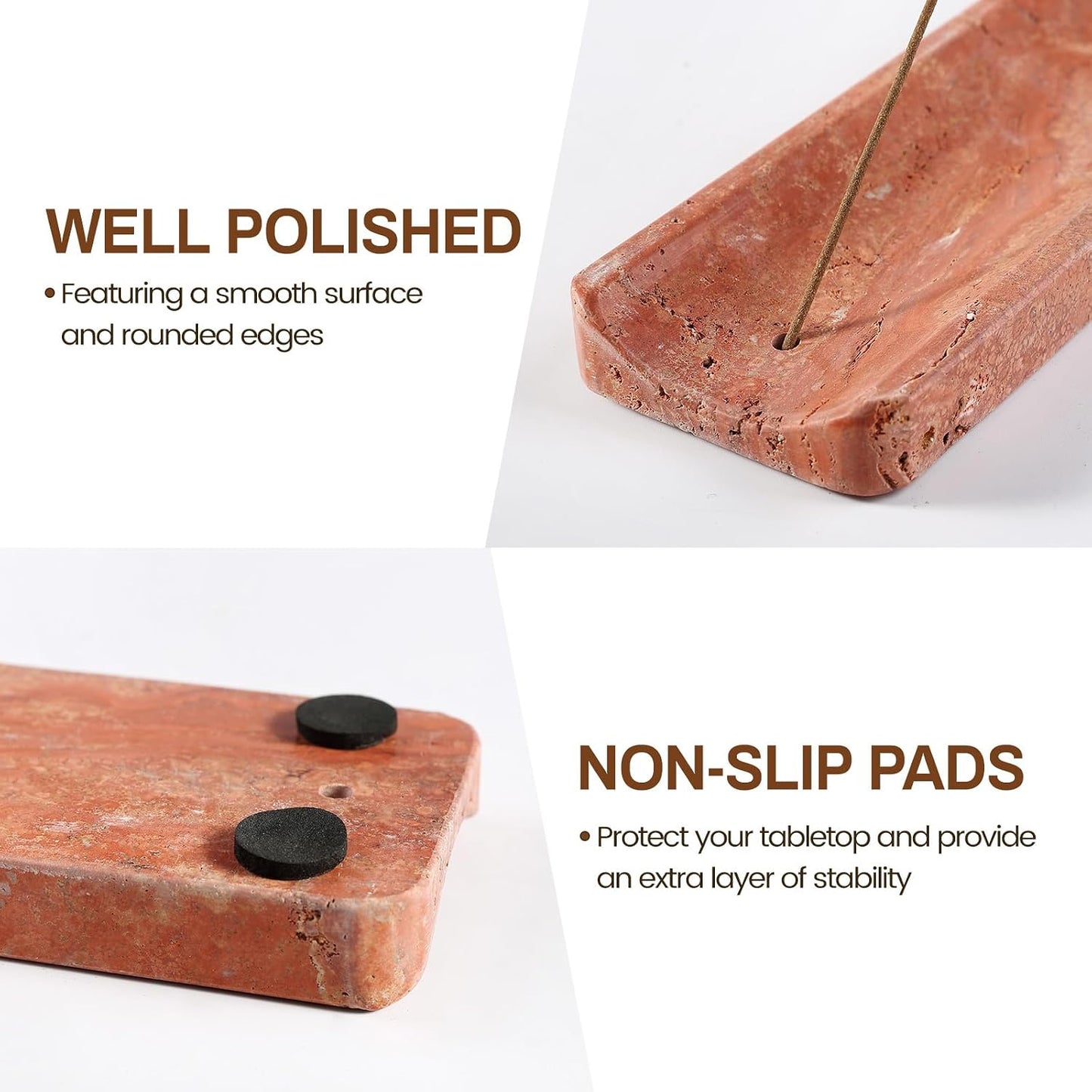 Koville Marble Incense Holder, Incense Holder for Sticks, Incense Sticks Holder Ash Catcher for Meditation Yoga SPA, Natural Stone Incense Burner, Home Table Decor (Grey)