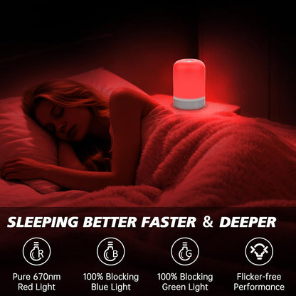 Red Light Therapy for Sleep, Red Night Light, Touch Dimmable-670NM Light Lamp for Adults & Kids, Night Lights with 670nm for Stress Relief Relaxation Travel Meditation and Yoga