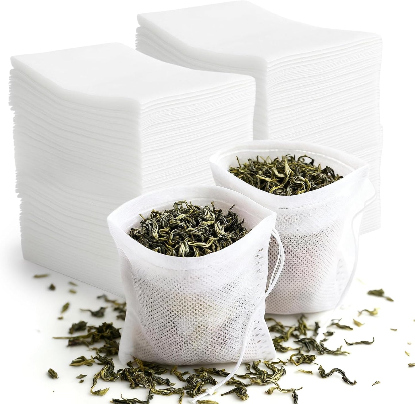 TamBee 100 Pack Disposable Tea Filter Bags Tea infusers 4" x 6" Empty Muslin Drawstring Seal Filter Tea Bags Drawstring Herb Loose Tea bag for Brew Tea Cold Brew Coffee（4" x 6" /10 x 15cm）