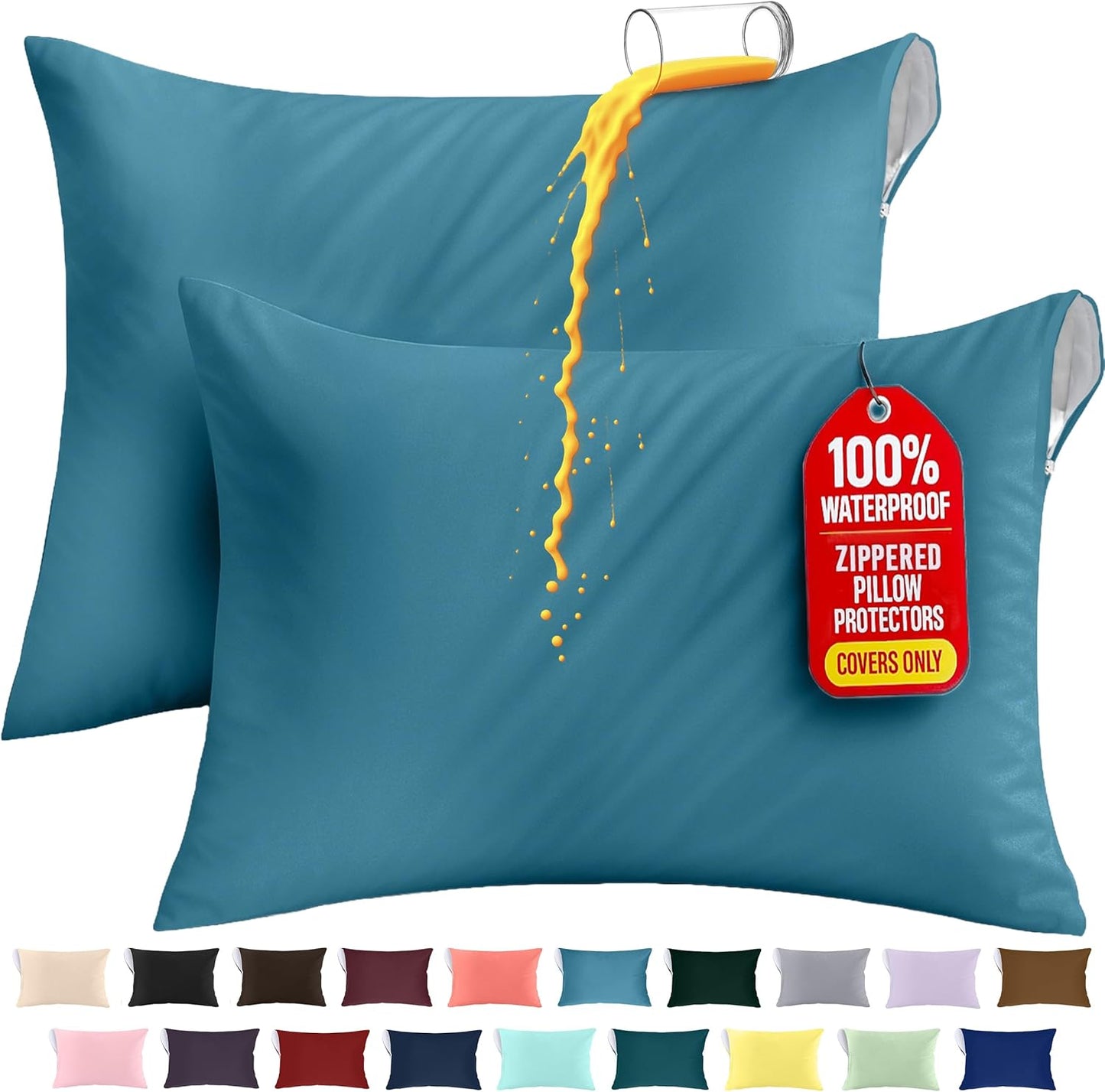 Utopia Bedding Premium 100% Waterproof Pillow Protectors with Zipper Standard Size (Set of 4), Bed Bug and Dust Mite Proof Zippered Pillow Covers, Pillow Encasement Cases, Gray