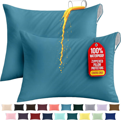 Utopia Bedding Premium 100% Waterproof Pillow Protectors with Zipper Standard Size (Set of 4), Bed Bug and Dust Mite Proof Zippered Pillow Covers, Pillow Encasement Cases, Gray