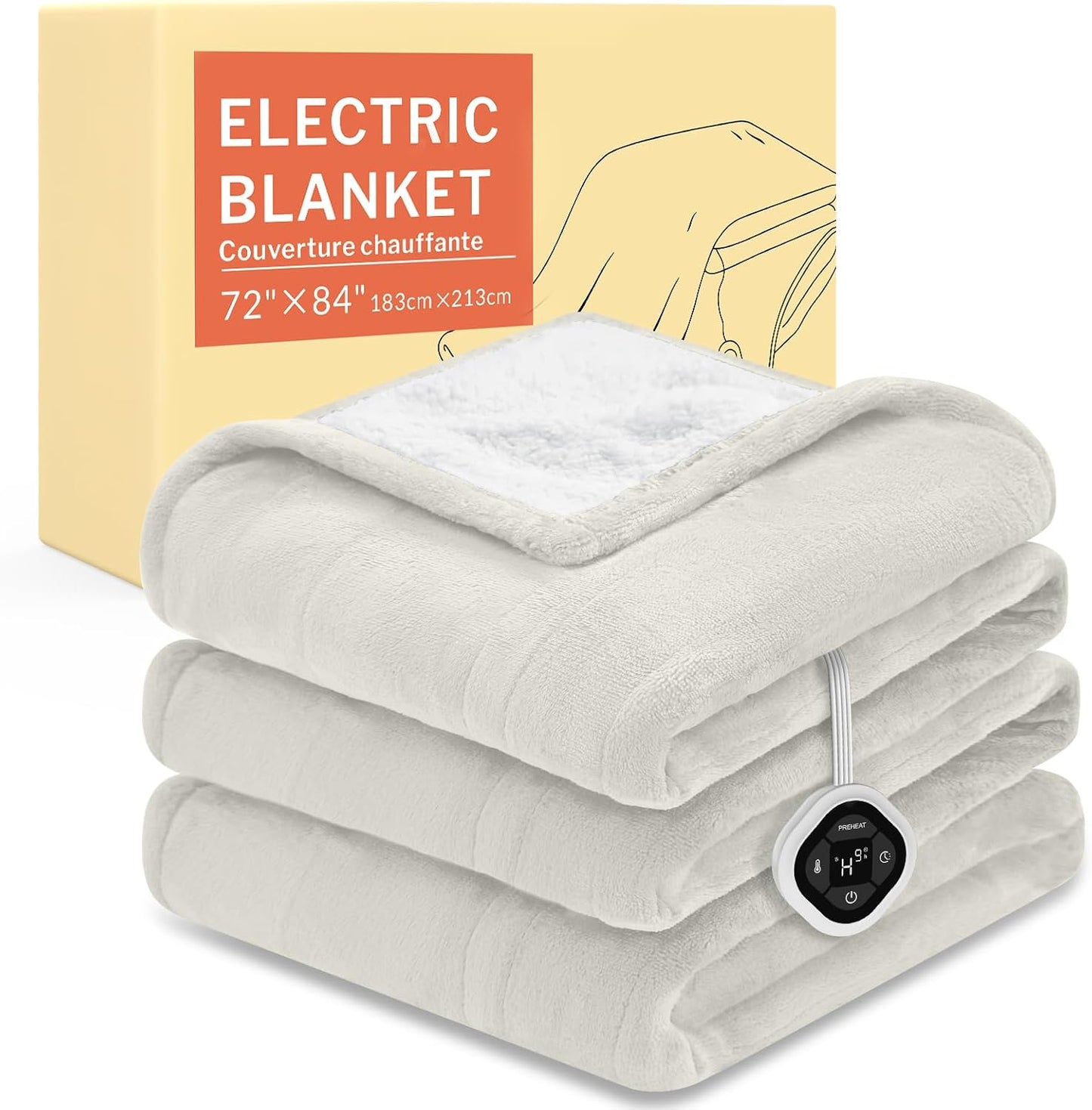 HOMLYNS LuxeHeat Heated Blanket Electric Blanket, Soft Flannel Sherpa Heated Throw, Heating Blanket with 5 Heat Settings, 3 hrs Timer Auto Shut Off (50x60 inches, Purple), Only for 120V Voltage Use