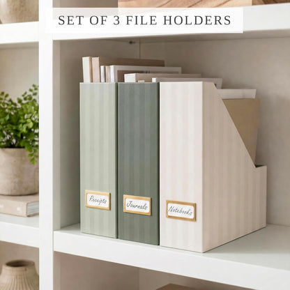 Beautiful Magazine Holder Set of 3 - Sturdy File Holder for Desk or Shelves