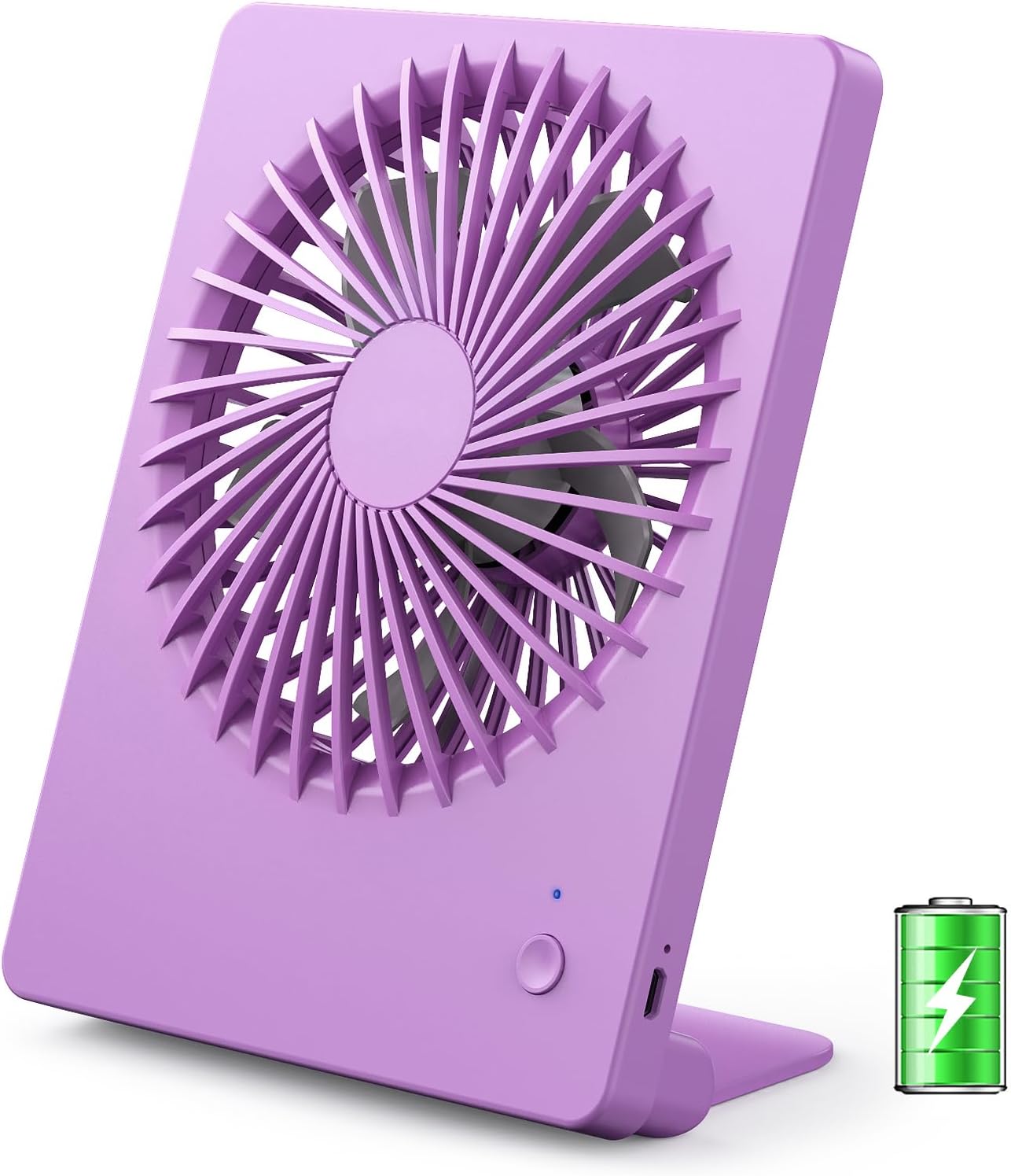 Zuvas Desk Fan Battery Operated Fan Rechargeable 180°Tilt Folding Personal Fan Ultra Quiet Small Portable 3 Speed Adjustable Strong Wind Fan For Office Bedroom Home Desktop Camping (White)