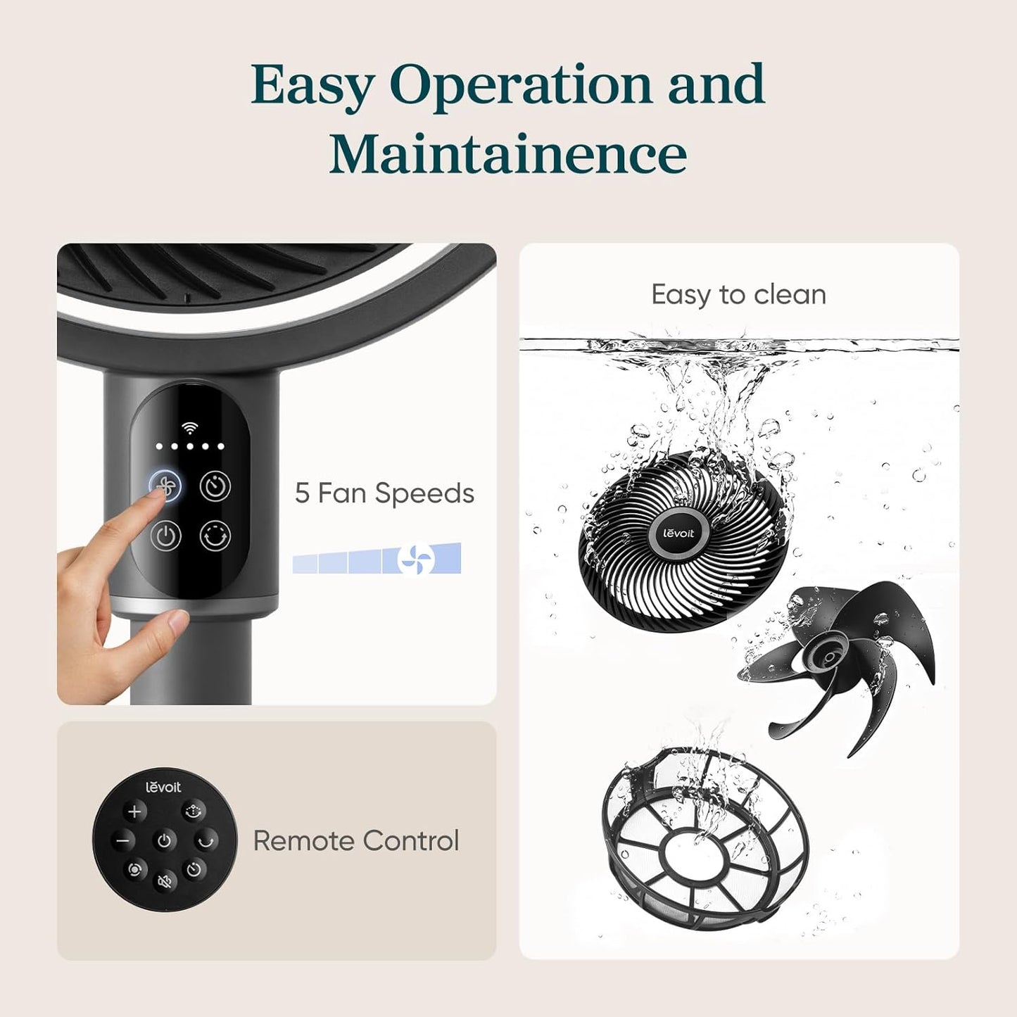 LEVOIT Standing Fan for Bedroom, 20dB Quiet Pedestal Fan for Sleep, 1024 CFM Ultra-High Airflow, 90° Oscillating Floor Fan, DC Motor, 5 Speeds, 12H Timer, Remote, for Home, Room, Office, White