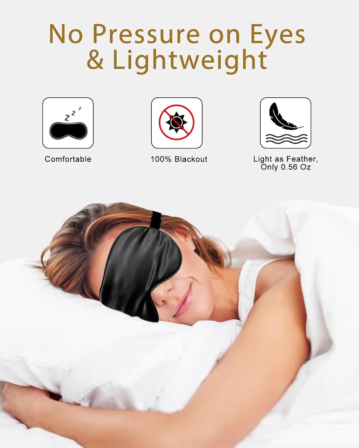 4 Pack Silk Sleep Mask - 100% Blackout, Zero Eye Pressure, Blindfold with Adjustable Strap, Super Soft Travel Eye Covers (Black, Pink, Blue, Purple)