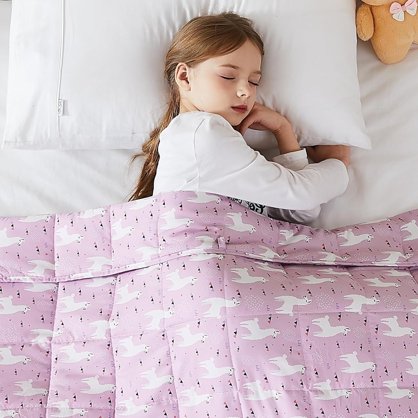 L'AGRATY Weighted Lap Pad 7lb: Small Weighted Blanket for Adults - Cooling Portable Travel Blanket for Relaxation Sleeping - Washable All-Season (29" x 24")
