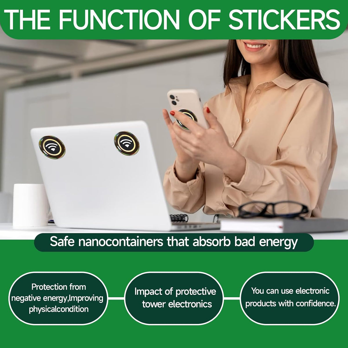 6 Pieces Blocker Protection Neutralizers Stickers for Cell Phones Tablets Laptops Computer WiFi Printer TV Electronic Devices Black