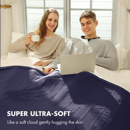 Heated Blanket Throw 50" x 60" - Soft Flannel Sherpa Electric Blanket Throw with 5 Heating Levels & 4 Hours Auto Off, Machine Washable, Ideal Gift for Grandma (Purple)