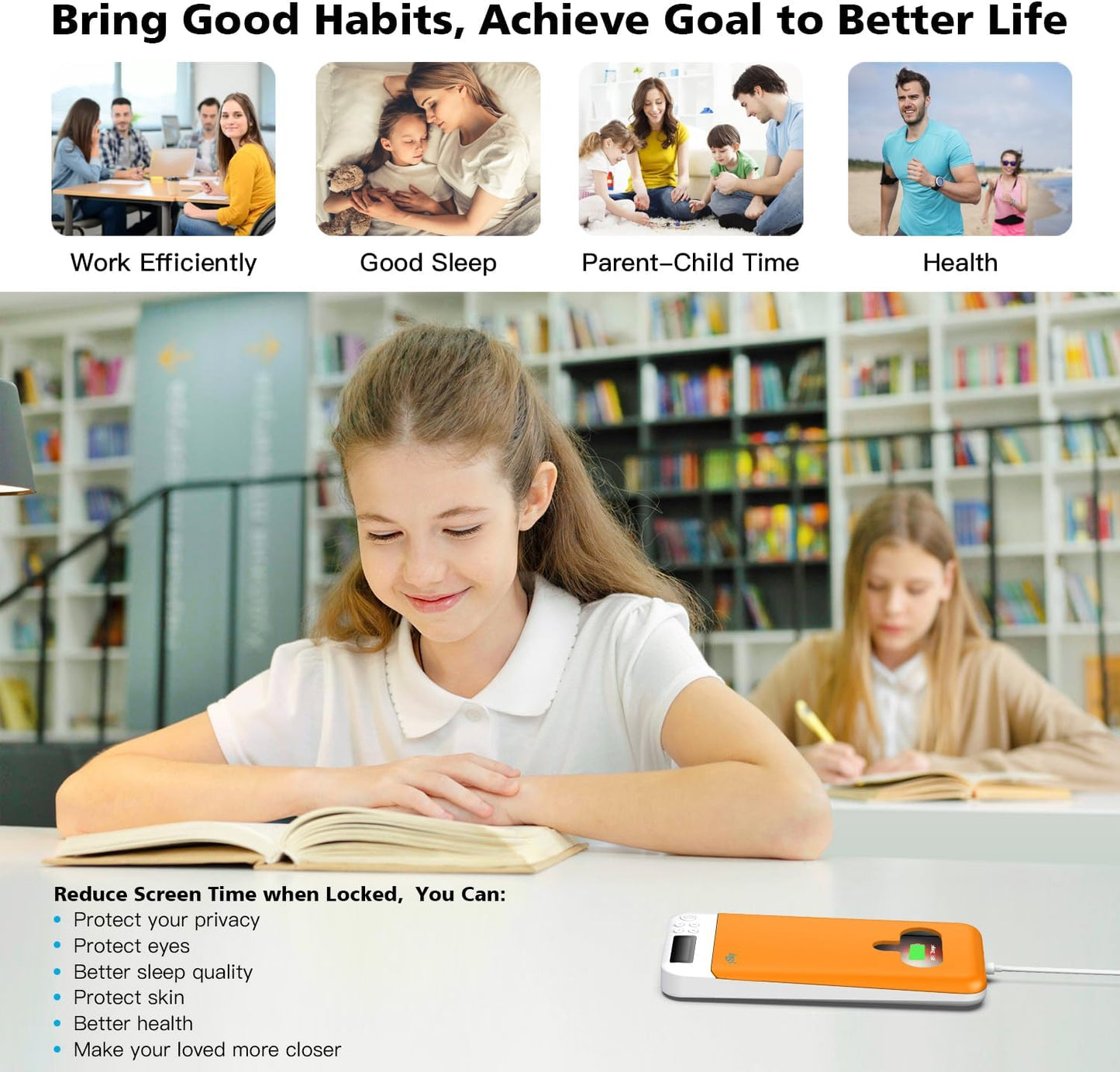 ySky Timed Lock Box, Portable Phone Locker with Self-Control Timer for iPhone, Android, Helping Kids, Students, Adults Focus Back, Mobile Phone Addiction Control (Green)