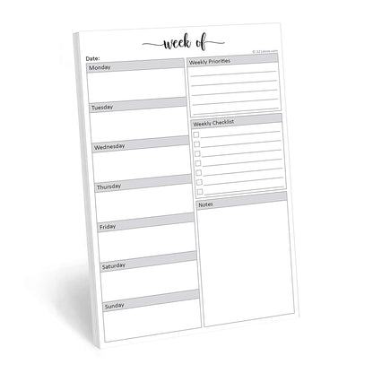 321Done Weekly Planning Notepad, 5.5x8.5 Size Pad - 50 Tear-Off Sheets, Undated Monday-Sunday Schedule, Daily Task Checklist And Prioriteis Planner for Home, Office & School - Made in USA