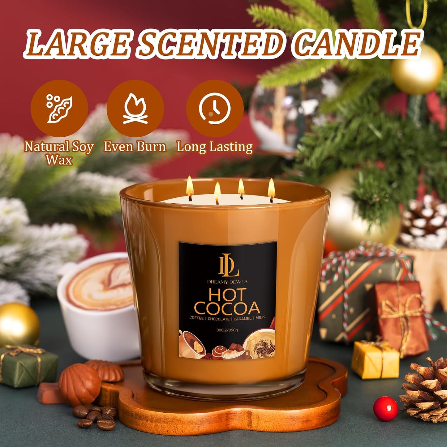 Scented Candles Set, 4 Pack Soy Candles for Home Scented, Candle Gifts for Women Men, 28oz 200 Hours Burn, Scents of Pineapple Cocktail/Coconut Vanilla/Pink Sands/Bahamian Breeze