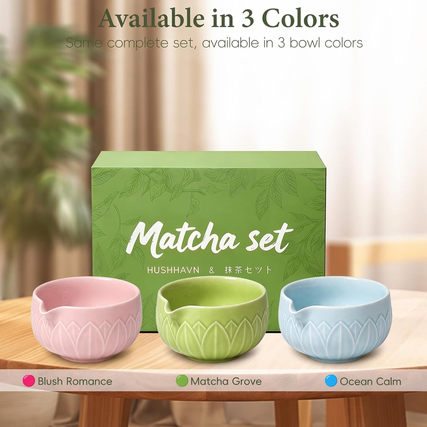 Matcha Whisk Set, Ceramic Matcha Set Includes Bowl & Holder, Bamboo Whisk (Chasen), Scoop, Spoon and Sifter, 6PCS Matcha Kit Covers Everything Needed for Making Matcha (Green)