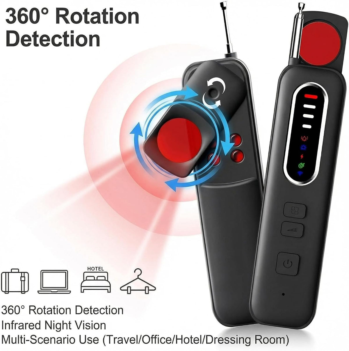 AI Powered 7 in 1 Hidden Camera Detectors,Anti Spy RF Signal Scanner, Infrared GPS Tracker Finder & Bug Detector&Camera Detector for Hotels, Bathrooms, Cars & Offices
