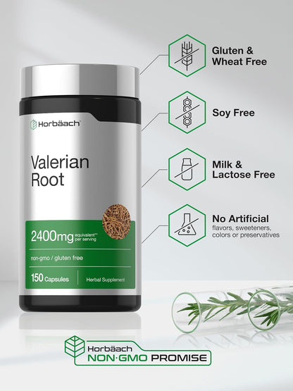 Horbäach Valerian Root Capsules | 150 Count | Extract Supplement