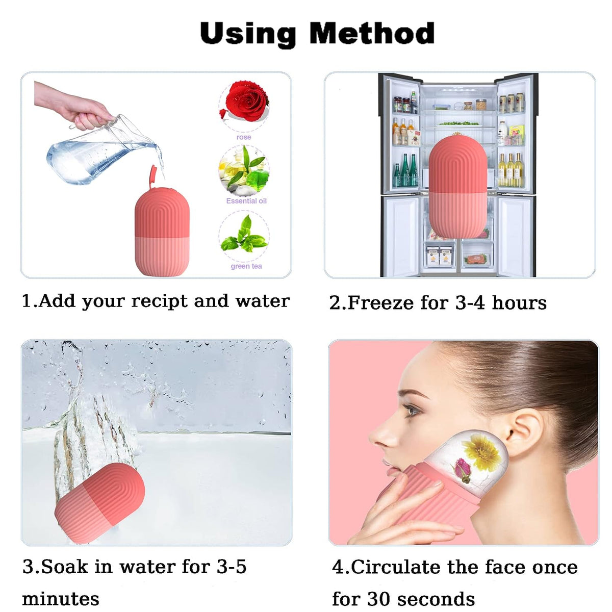 Joyeee Ice Face Roller, Reusable Silicone Mold Face Massage Eye Facial Beauty Skin Care Tools Apply Ice for Shrink Pores Anti Wrinkle Reduce Puffiness Improve Skin Elasticity, Striped