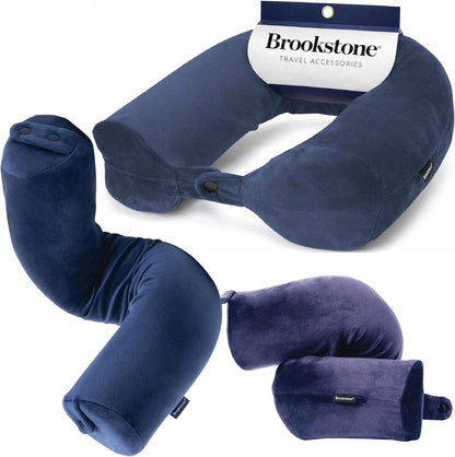 Brookstone Free Form Travel Pillow Lightweight Flexible Memory Foam Pillow
