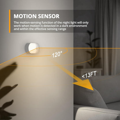 Lyridz Rechargeable Night Light with Motion Sensor, Dimmable Amber Nightlights for Bathroom, Bedroom, Kids Room, Hallway, Stairs, Pet House, 2 Pack