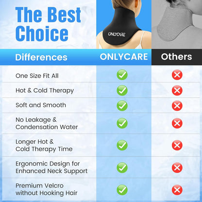 ONLYCARE Neck Ice Pack Wrap Gel - Upgraded Ice Packs for Neck Reusable, Hot and Cold Compress, Relief of Pain, Swelling, Sprains, Office Pressure
