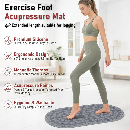 Foot Massage Mat Acupressure Board Large 30*17.7 In, Silicone Jogging Reflexology Mat for Feet Soft & Stiff Feet Magnetic Pressure Point Acupuncture Mat for Yoga Home Office Standing Elderly Pink